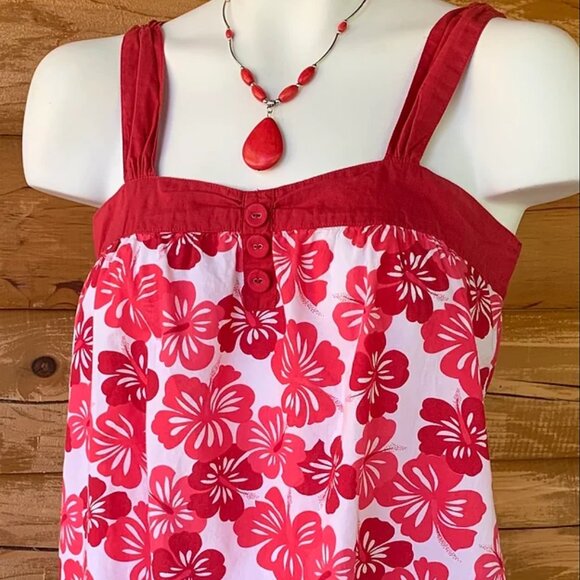 She's Cool - Tropical Print Halter Top - Red Floral - Picture 9 of 9